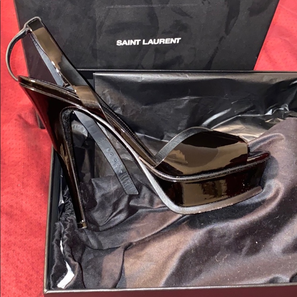 Saint Laurent Patent Leather Platform Sandals